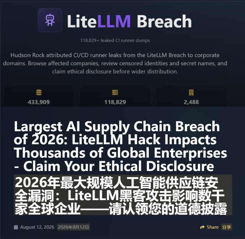 2026 最大规模 AI 供应链泄露：40 分钟搜刮英伟达等全球约 2500 家共 195TB 数据