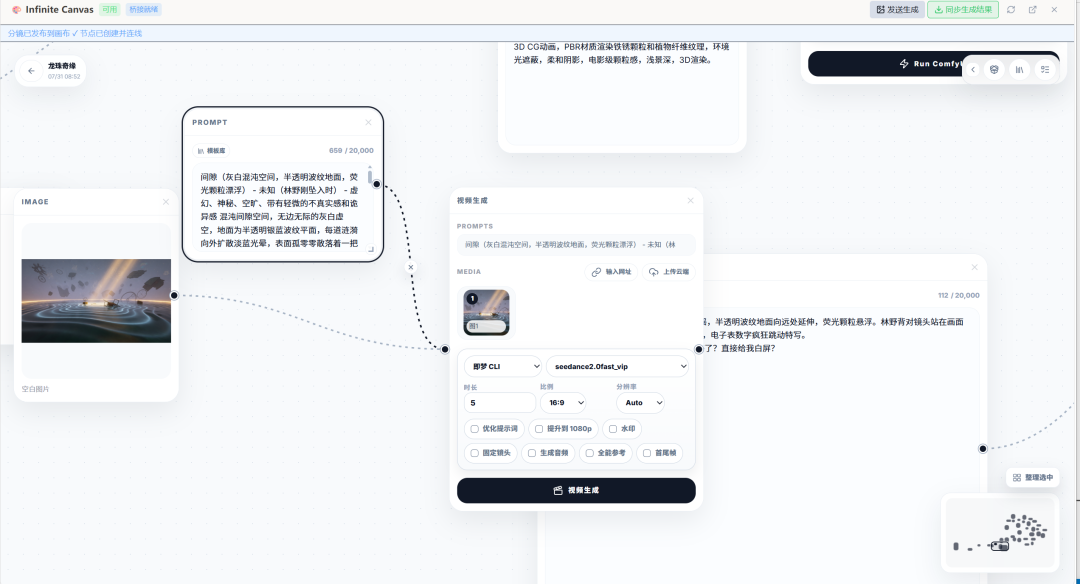 Infinite Canvas 中的图片转视频生成节点