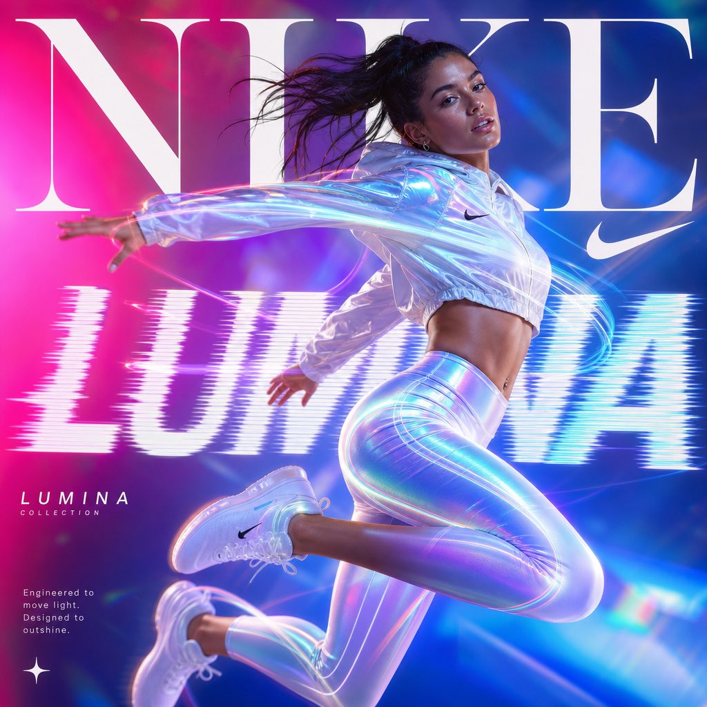 dynamic fashion advertisement for Nike showing a hyper-reali