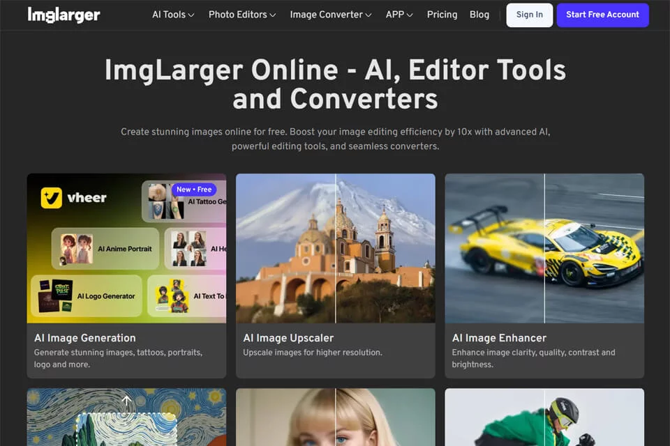 Imglarger 图片放大与增强工具界面示意