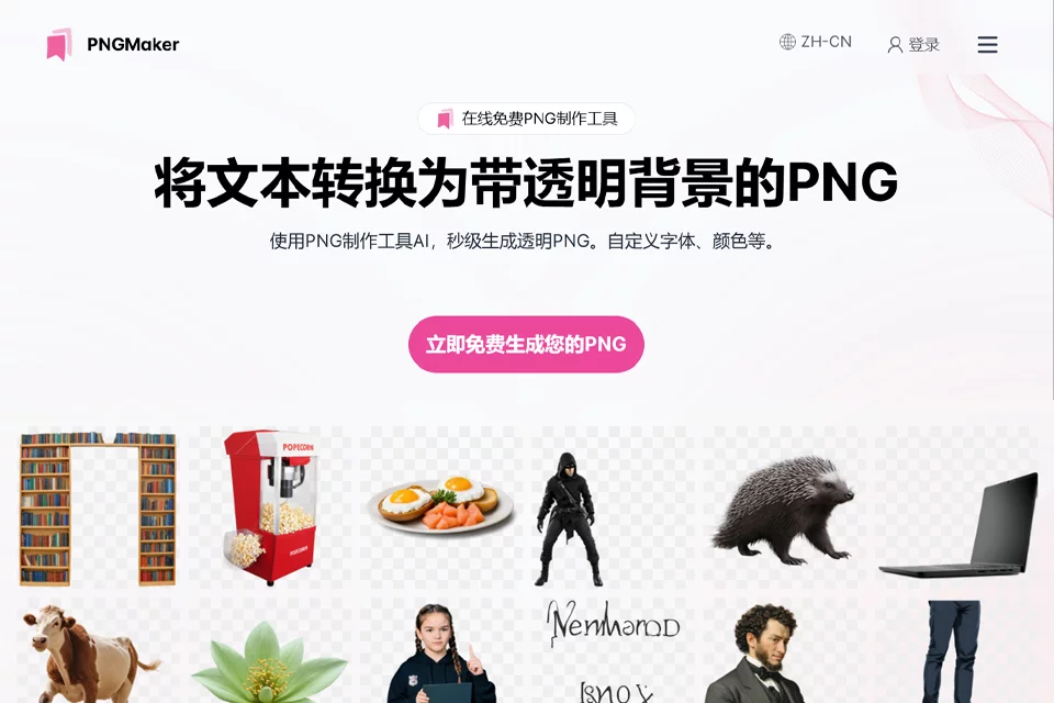 PNGMaker生成透明文字PNG图片的工具界面