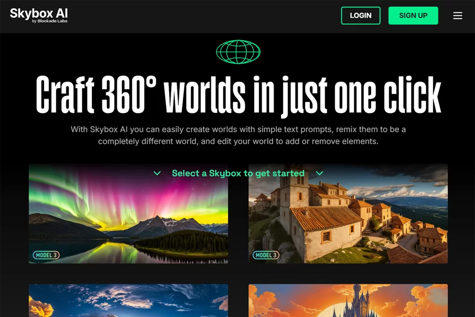 Skybox AI 生成的360°全景场景展示