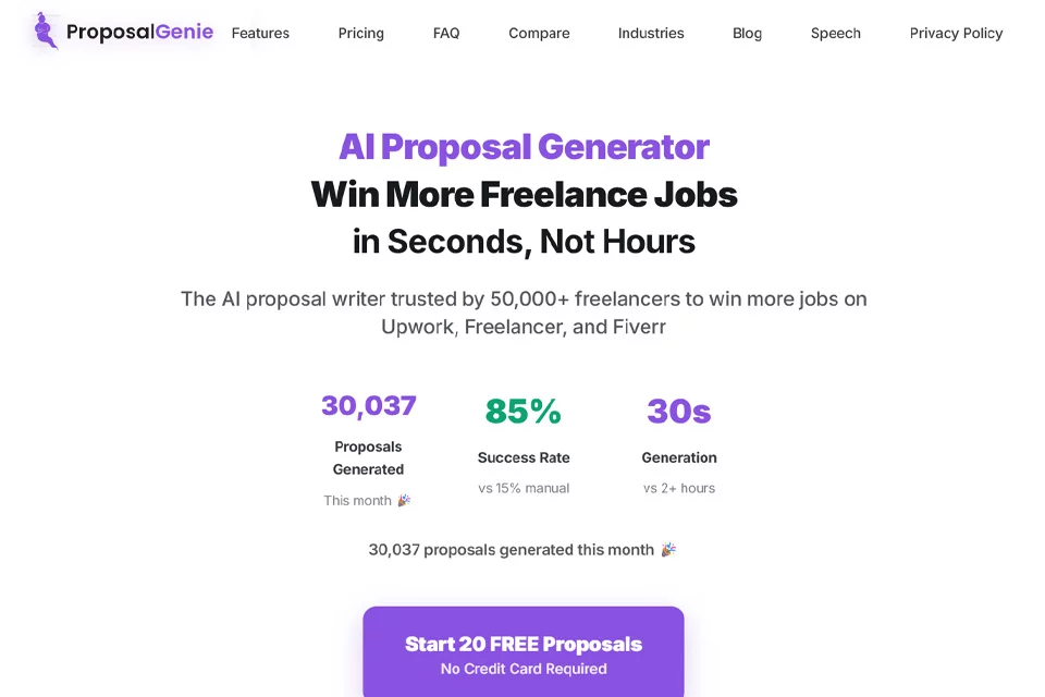 Proposal Genie用于生成项目竞标提案的工具界面