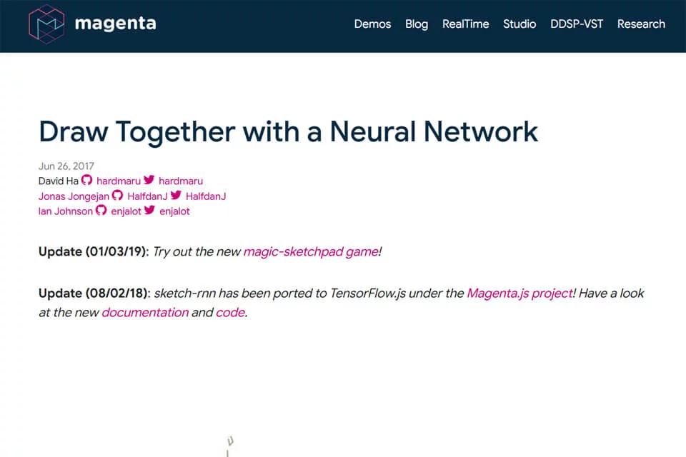 Magenta 网页涂鸦续写演示界面