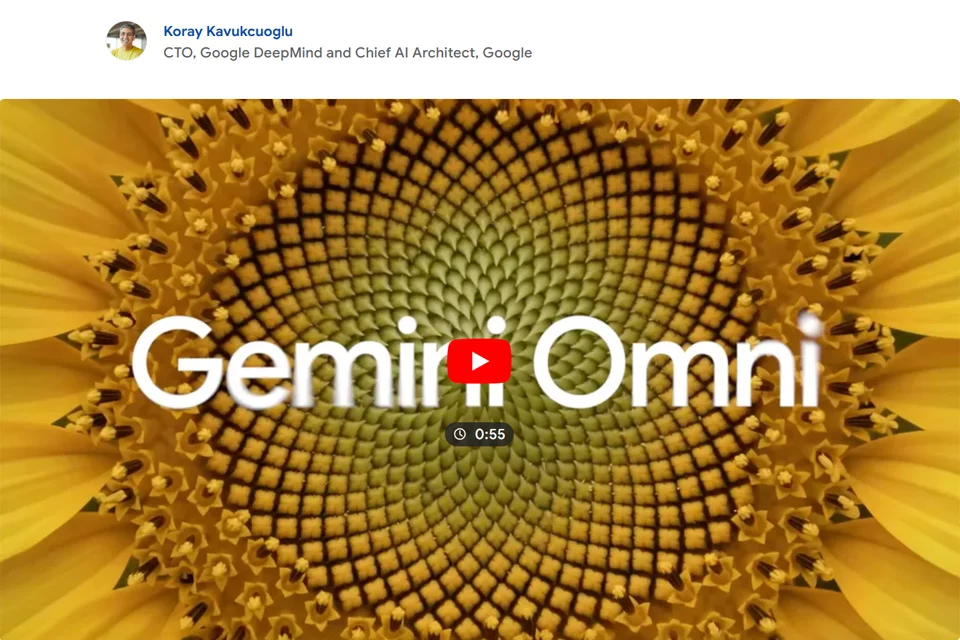 Gemini Omni 通过对话生成和编辑视频的界面示意