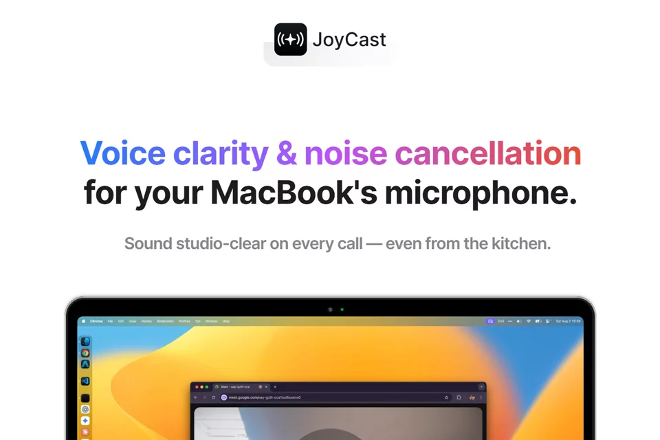 JoyCast 用于 MacBook 麦克风音频增强的产品界面