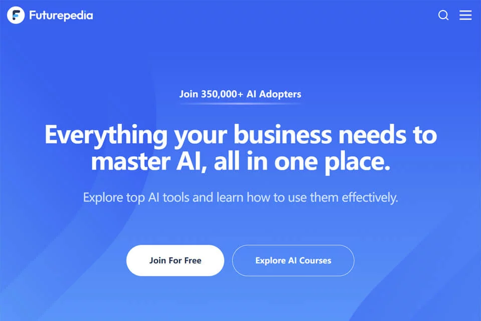 Futurepedia 人工智能工具目录页面