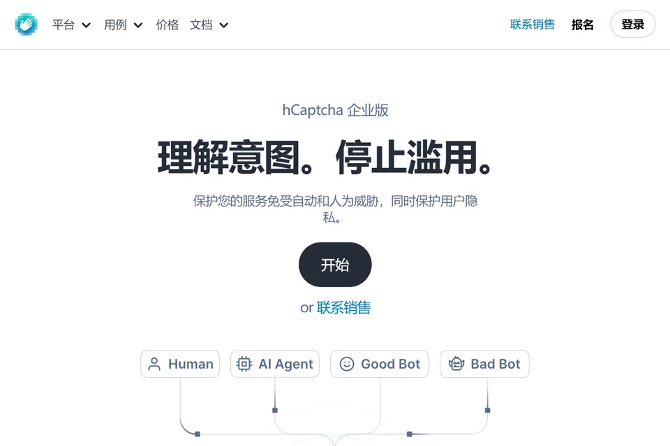 hCaptcha 用于网站与在线服务反机器人验证的产品界面示意