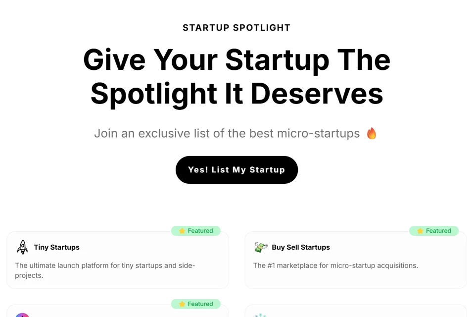 Startup Spotlight 项目发现目录的页面封面