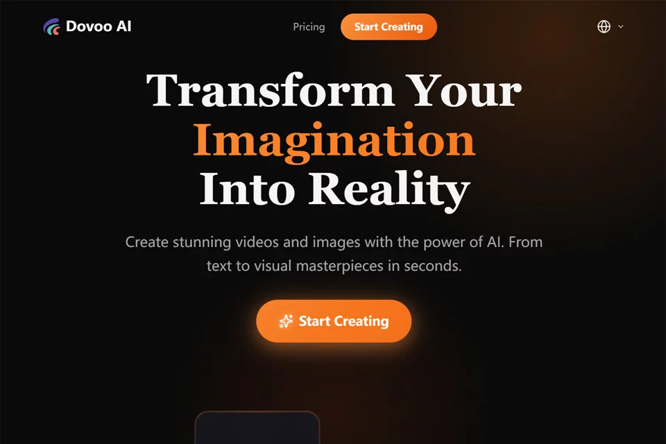 Dovoo AI 在线生成图像与视频的产品界面