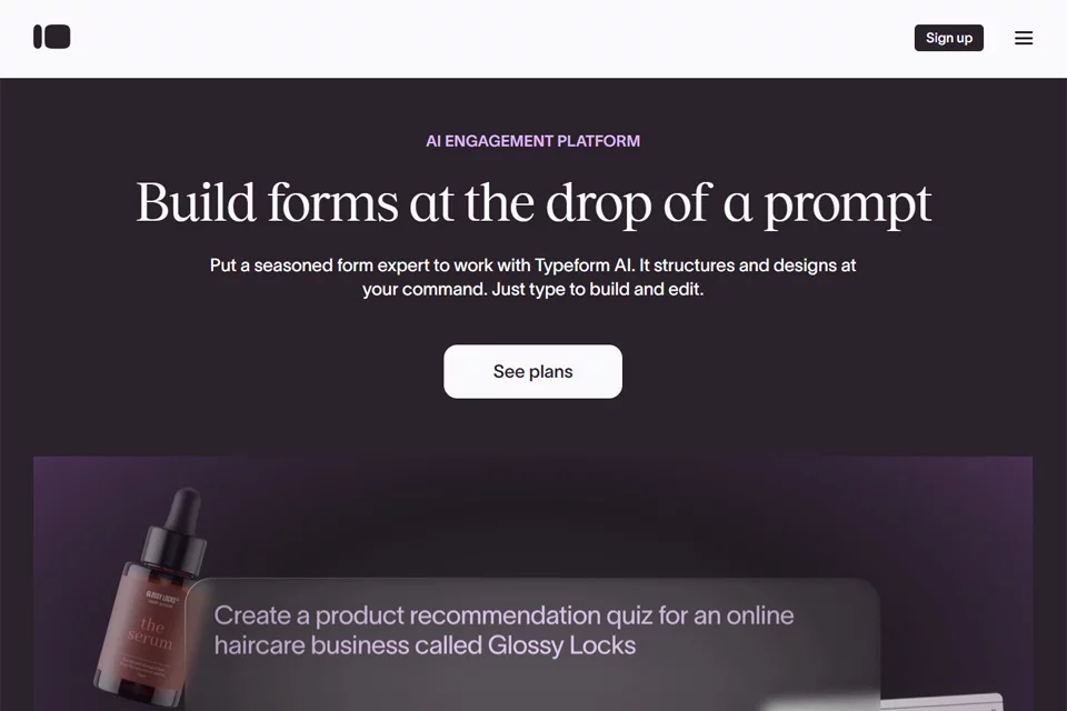 Typeform 一次一问式在线表单编辑与填写界面