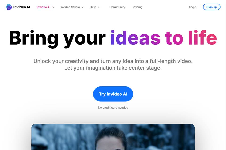 InVideo 在线视频创作界面示意