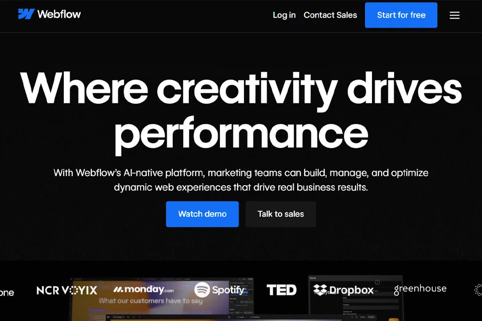 Webflow可视化网站编辑界面