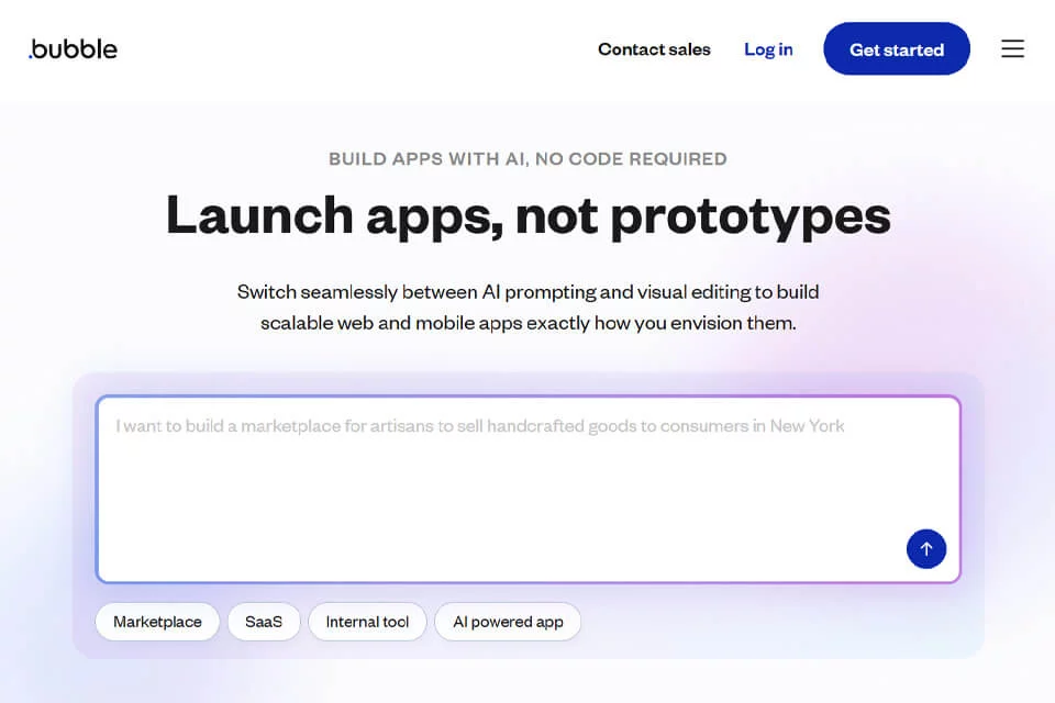 Bubble 可视化 Web 应用开发界面