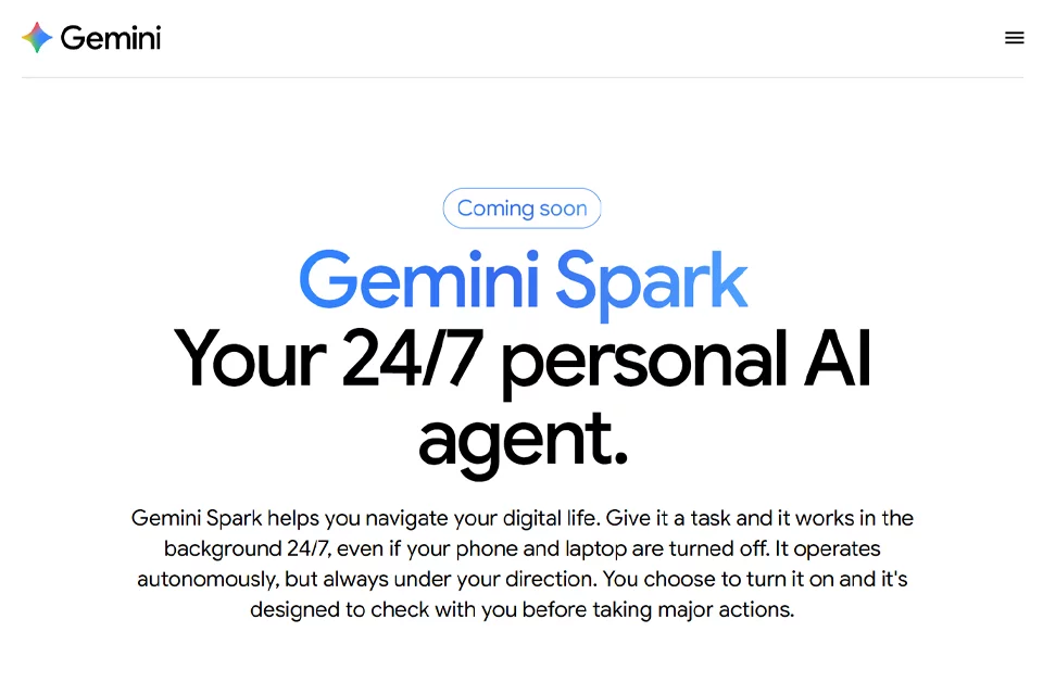 Gemini Spark整理邮件、日历与文档任务的产品界面示意