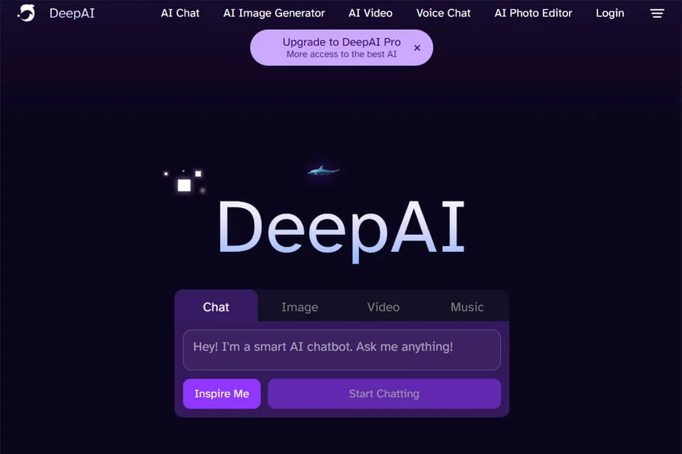 DeepAI AI创意工具箱界面