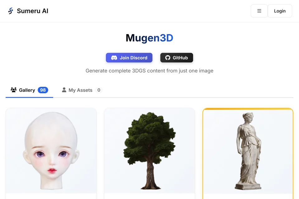 Mugen3D 将照片转换为互动三维资产的产品界面示意
