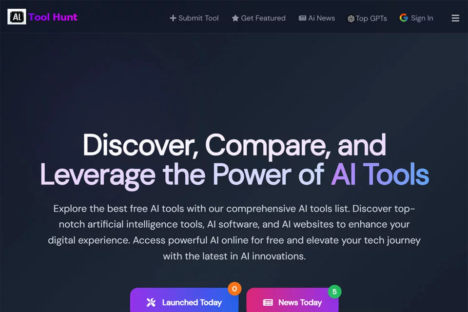 AI Tool Hunt AI工具导航平台的封面图
