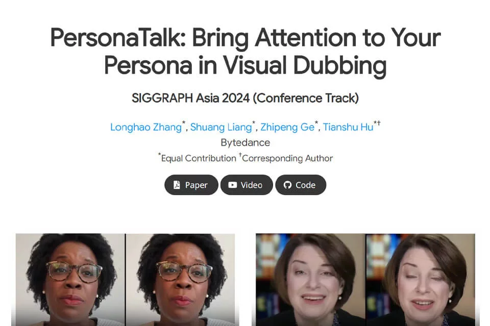 PersonaTalk 将目标音频与人物视频进行口型同步的示意图