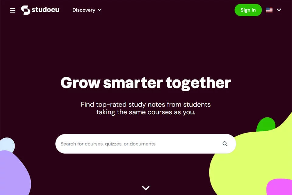 Studocu 学习资料与 AI 学习功能界面示意