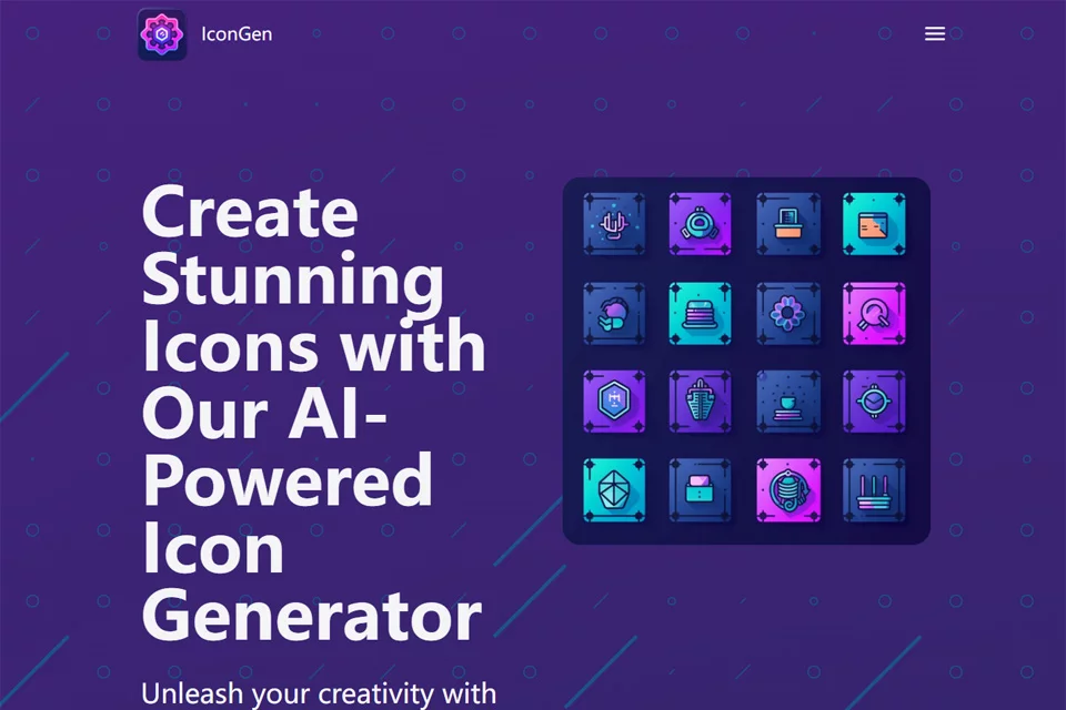 IconGen 通过文字描述生成图标的工具界面示意