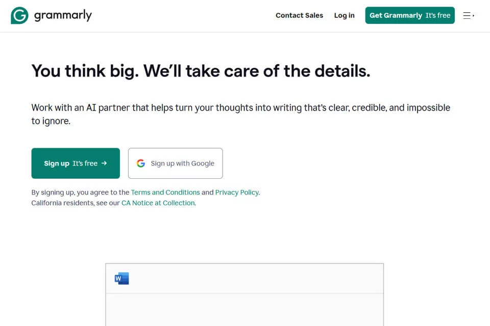 Grammarly用于英语文本检查与改写的编辑界面示意