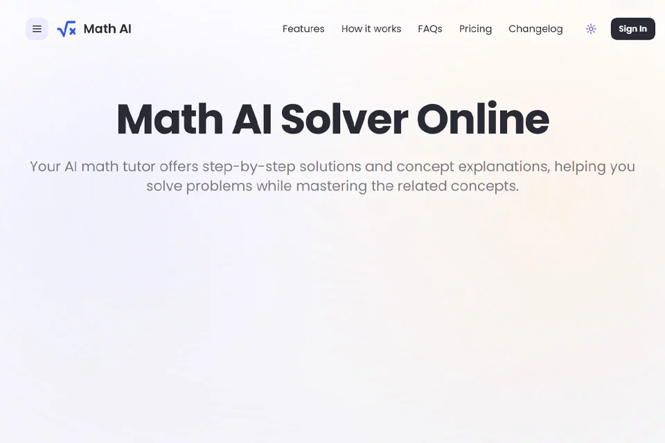 Math AI数学题识别与分步讲解界面示意