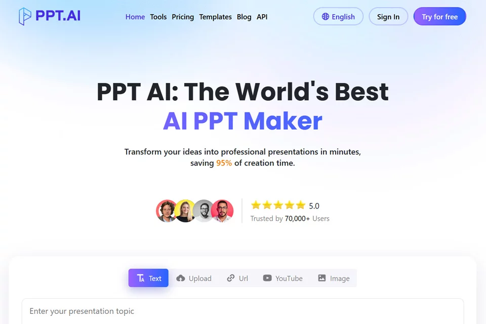 PPT AI生成演示文稿的工作界面示意