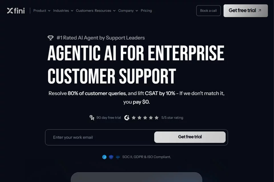 Fini 为企业客服提供 AI 对话支持的界面示意