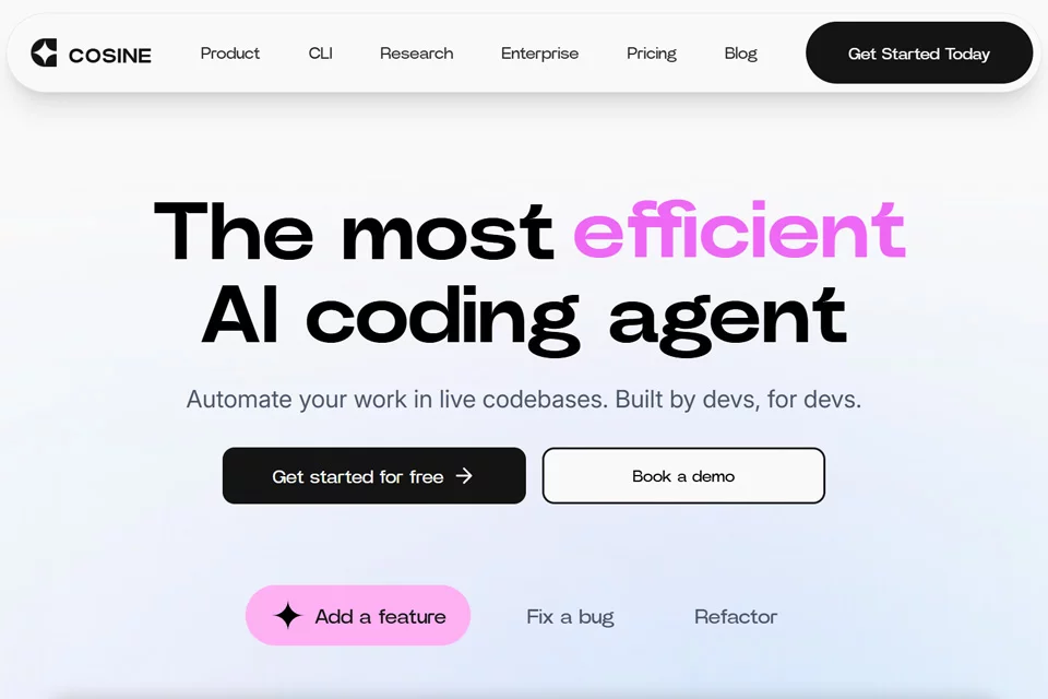 Cosine AI 协助开发团队处理软件工程任务的界面示意