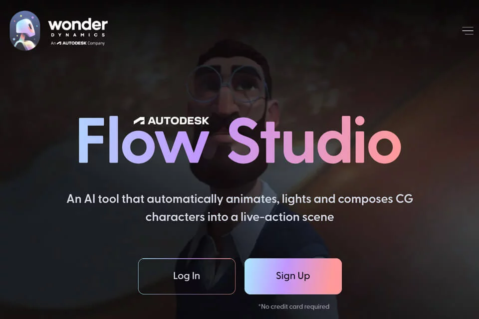 Flow Studio 处理真人视频与CG角色合成的工具界面