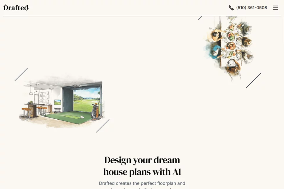 展示 Drafted 住宅设计方案生成界面的封面图
