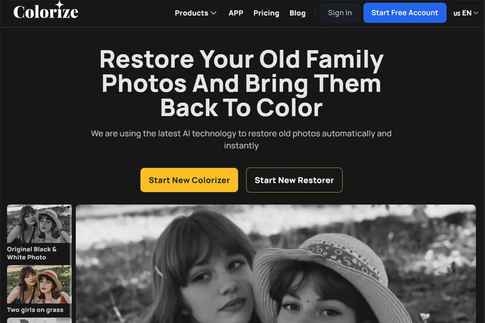 Colorize 处理老照片的功能示意图
